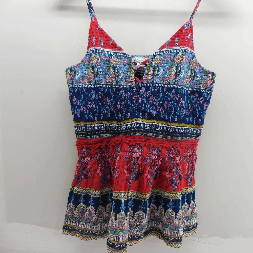 Patrons of‎ Peace Womens Spagetti Strap Colorful Boho Bohemian Top Size Medium